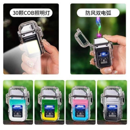 L66  Mini Waterproof Electronic Arc Plasma Lighter with Flashlight